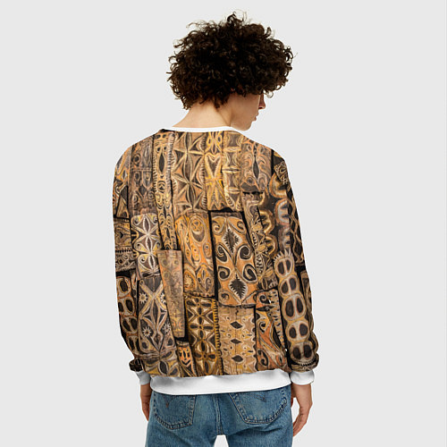 Мужской свитшот Узоры Африки / 3D-Белый – фото 4