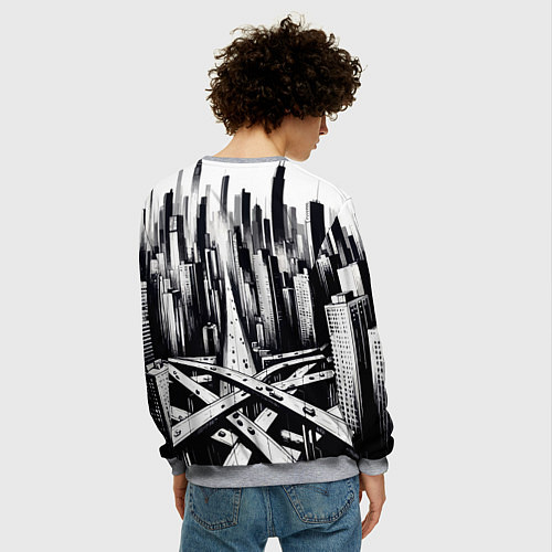 Мужской свитшот American metropolis / 3D-Меланж – фото 4