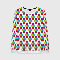 Свитшот мужской Цветные блоки на белом, цвет: 3D-белый