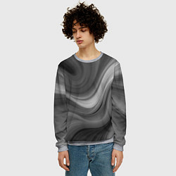Свитшот мужской Серые волны абстракция однотонная, цвет: 3D-меланж — фото 2