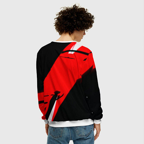 Мужской свитшот Арсенал геометрия полосы краски / 3D-Белый – фото 4