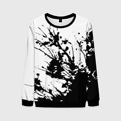 Мужской свитшот Чёрная взрывная краска на белом