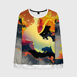 Свитшот мужской Завораживающее пламя, цвет: 3D-белый