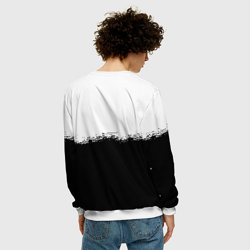 Мужской свитшот Liverpool краски черно белые / 3D-Белый – фото 4