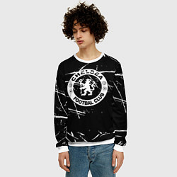 Свитшот мужской Челси штрихи красок белые, цвет: 3D-белый — фото 2