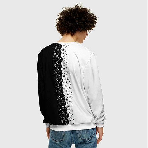 Мужской свитшот Лучше вода у друга черно-белый узор / 3D-Белый – фото 4