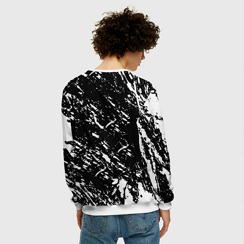 Мужской свитшот Ливерпуль белые штриха красок / 3D-Белый – фото 4