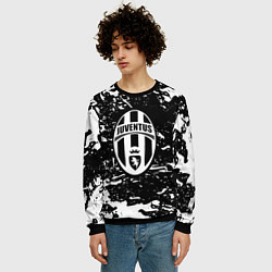 Свитшот мужской Ювентус белые штрихи красок, цвет: 3D-черный — фото 2