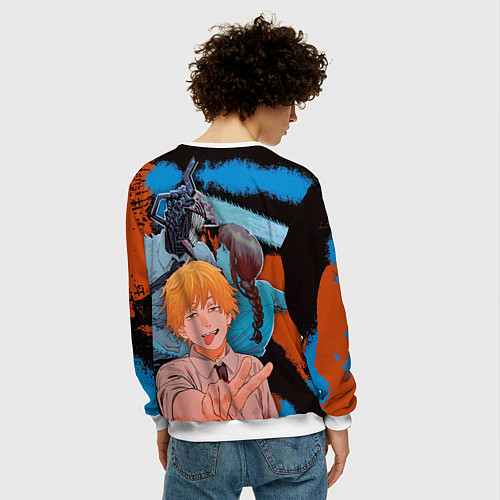 Мужской свитшот Дэндзи и Макима из Человек бензопила / 3D-Белый – фото 4