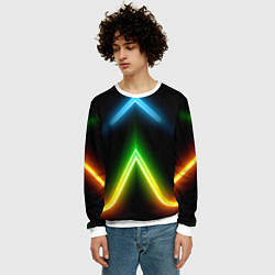 Свитшот мужской Neon multicolored lines, цвет: 3D-белый — фото 2