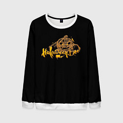 Мужской свитшот Хэллоуин - Тыква в паутине