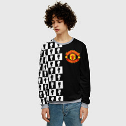 Свитшот мужской Манчестер Юнайтед текстура люди, цвет: 3D-меланж — фото 2