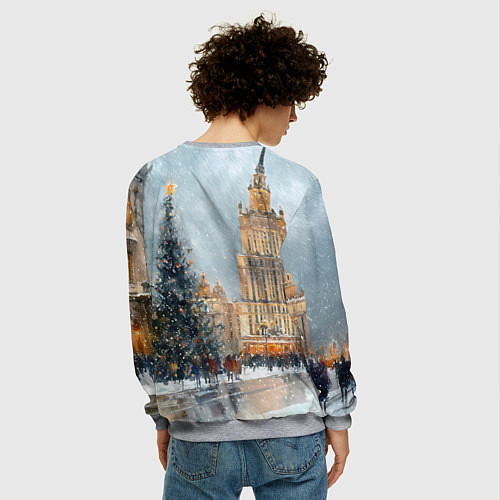 Мужской свитшот Новогодняя Москва / 3D-Меланж – фото 4