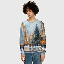 Свитшот мужской Новогодняя Москва, цвет: 3D-меланж — фото 2