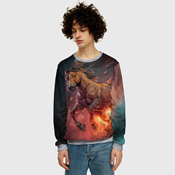 Свитшот мужской Огненная лошадь, цвет: 3D-меланж — фото 2