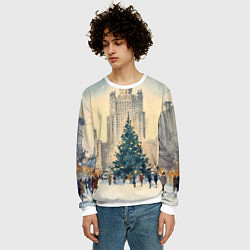 Свитшот мужской Москва новогодняя елка, цвет: 3D-белый — фото 2