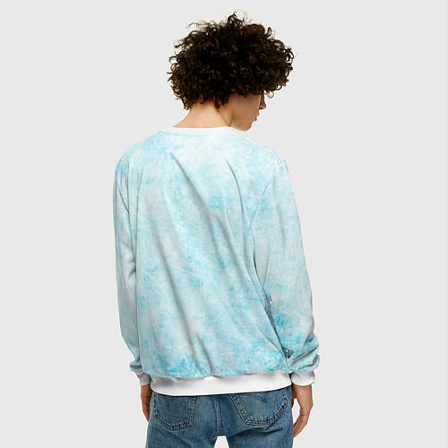 Мужской свитшот Девочка-зима с синими волосами / 3D-Белый – фото 4