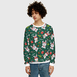 Свитшот мужской Новогодние зайчики, цвет: 3D-белый — фото 2