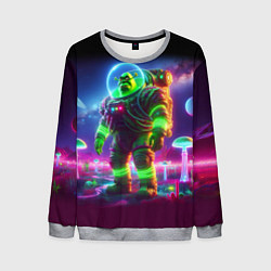 Свитшот мужской Космонавт Шрук в неоновом скафандре на загадочной, цвет: 3D-меланж