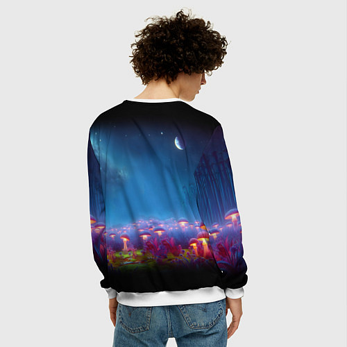 Мужской свитшот Шрек бравый космонавт - неоновое свечение / 3D-Белый – фото 4