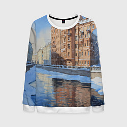 Свитшот мужской Зимний Санкт-Петербург, цвет: 3D-белый