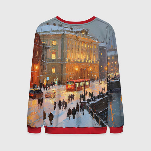 Мужской свитшот Предновогодний Санкт-Петербург / 3D-Красный – фото 2