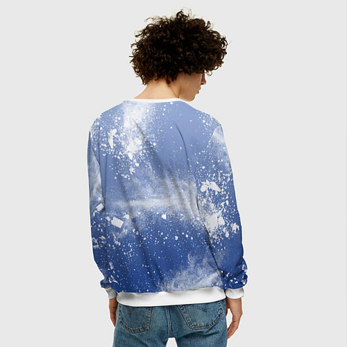 Мужской свитшот Снежки попали в тебя / 3D-Белый – фото 4