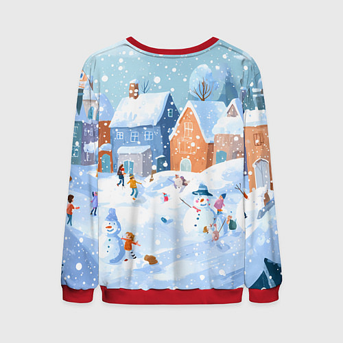 Мужской свитшот Предновогодний день во дворе / 3D-Красный – фото 2