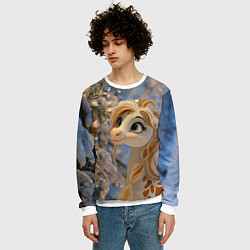 Свитшот мужской Новогодняя лошадка в крапинку, цвет: 3D-белый — фото 2