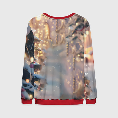 Мужской свитшот Удивленная лошадка - Новый год / 3D-Красный – фото 2