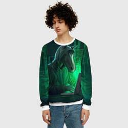 Свитшот мужской Конь хакер, цвет: 3D-белый — фото 2