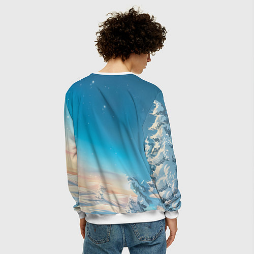 Мужской свитшот Новогодняя лошадь в очках / 3D-Белый – фото 4