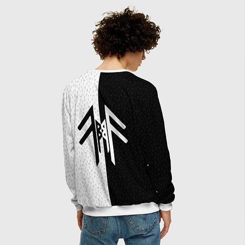 Мужской свитшот Вегвизир и став бессмертия в рунах / 3D-Белый – фото 4