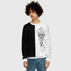 Свитшот мужской Вегвизир и став бессмертия в рунах, цвет: 3D-белый — фото 2