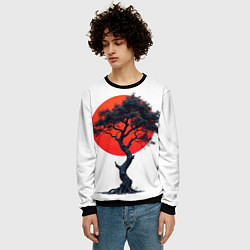 Свитшот мужской Японское дерево и солнце, цвет: 3D-черный — фото 2
