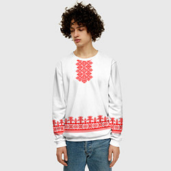 Свитшот мужской Славянская вышиванка рубаха, цвет: 3D-белый — фото 2