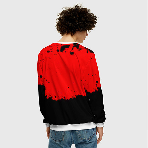 Мужской свитшот Манчестер Юнайтед краски брызги / 3D-Белый – фото 4