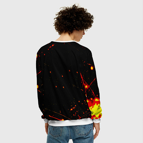 Мужской свитшот Боруссиа огненные краски текстура / 3D-Белый – фото 4