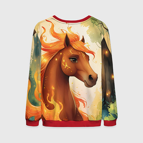 Мужской свитшот Милая огненная лошадь / 3D-Красный – фото 2