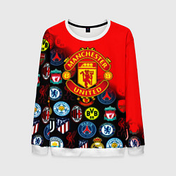Свитшот мужской Манчестер Юнайтед логотипы команд, цвет: 3D-белый