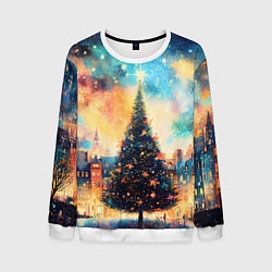 Мужской свитшот Новогодняя елка за городом