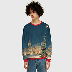 Свитшот мужской Новогодняя атмосфера в городе, цвет: 3D-красный — фото 2