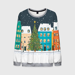 Мужской свитшот Новогодний снежный город
