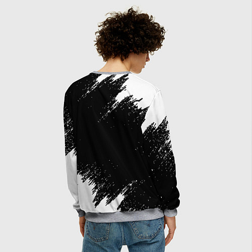 Мужской свитшот Реал Мадрид черно белые краски / 3D-Меланж – фото 4