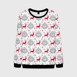 Свитшот мужской Олени среди елей, цвет: 3D-черный