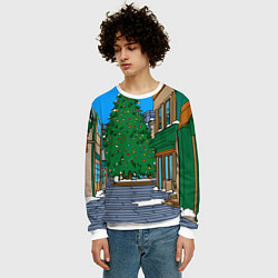 Свитшот мужской Мультяшный новогодний двор, цвет: 3D-белый — фото 2