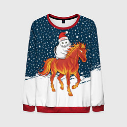 Свитшот мужской Кот Бендер и огненный конь - 2026, цвет: 3D-красный