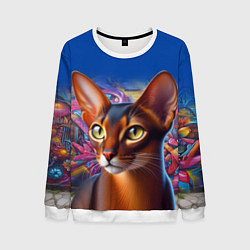 Мужской свитшот Абиссинка на фоне стены с граффити