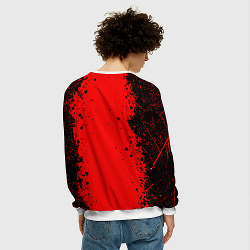 Мужской свитшот Stalker - черное на красном / 3D-Белый – фото 4