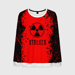 Свитшот мужской Stalker - черное на красном, цвет: 3D-белый